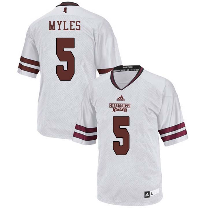 Men #5 Gabe Myles Mississippi State Bulldogs College Football Jerseys Sale-White